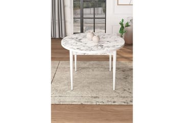 Kummer Matbord 90 cm Rund - Vit Marmor/Vit - Möbler - Matplats - Matbord & köksbord
