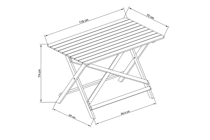 Landet Rektangulärt Matbord utomhus 118x70x74 cm i akacia trä - Mörkgrön - Utemöbler - Trädgårdsbord & Utebord - Matbord ute