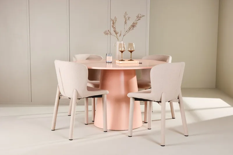 Lanzo Matbord 120 cm Rund med 4 Astoria Matstol