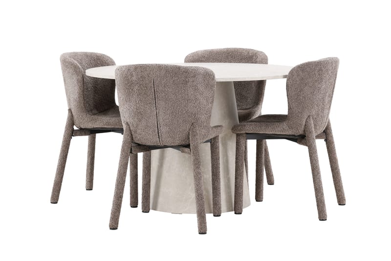 Lanzo Matbord 120 cm Rund med 4 Astoria Matstol - Möbler - Matplats - Matgrupp & matbord med stolar