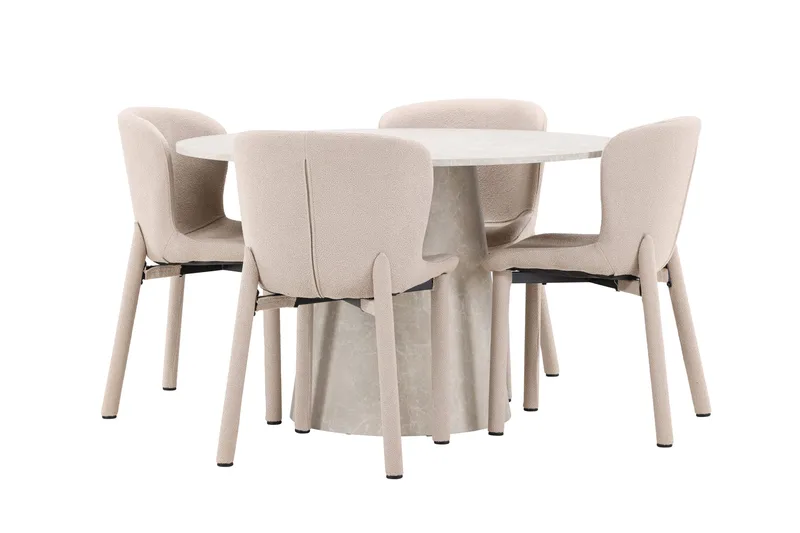 Lanzo Matbord 120 cm Rund med 4 Astoria Matstol - Möbler - Matplats - Matgrupp & matbord med stolar