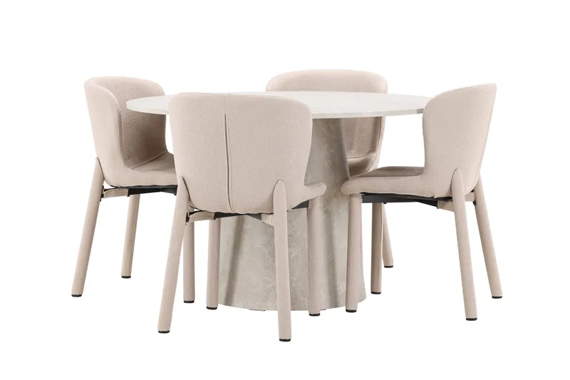 Lanzo Matbord 120 cm Rund med 4 Astoria Matstol - Möbler - Matplats - Matgrupp & matbord med stolar