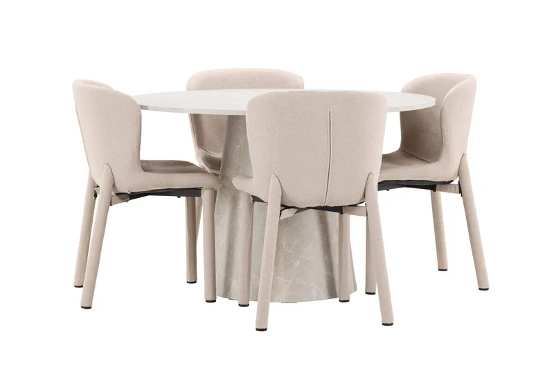 Lanzo Matbord 120 cm Rund med 4 Astoria Matstol - Möbler - Matplats - Matgrupp & matbord med stolar
