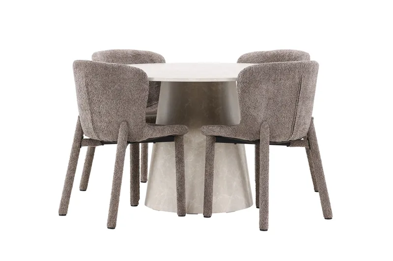 Lanzo Matbord 120 cm Rund med 4 Astoria Matstol - Möbler - Matplats - Matgrupp & matbord med stolar