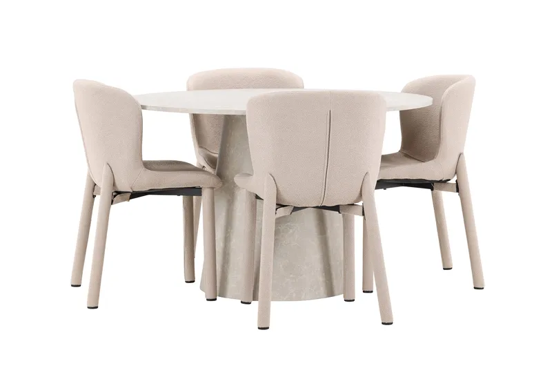 Lanzo Matbord 120 cm Rund med 4 Astoria Matstol - Möbler - Matplats - Matgrupp & matbord med stolar