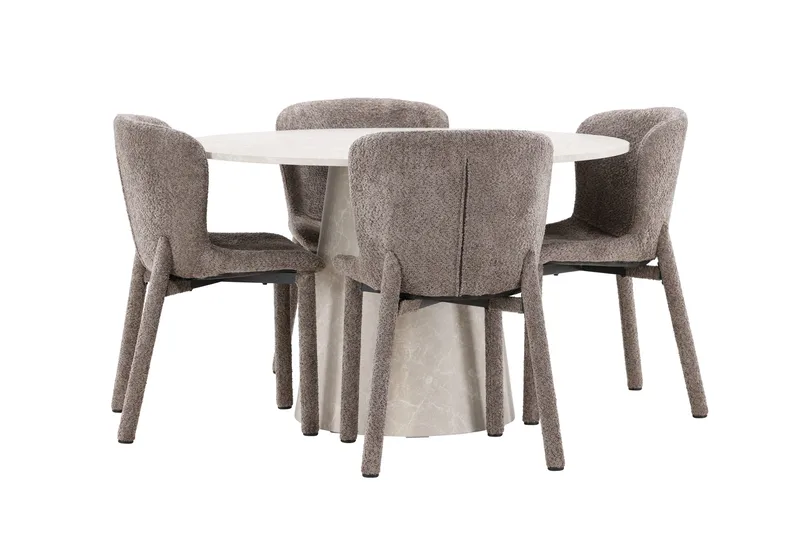 Lanzo Matbord 120 cm Rund med 4 Astoria Matstol - Möbler - Matplats - Matgrupp & matbord med stolar