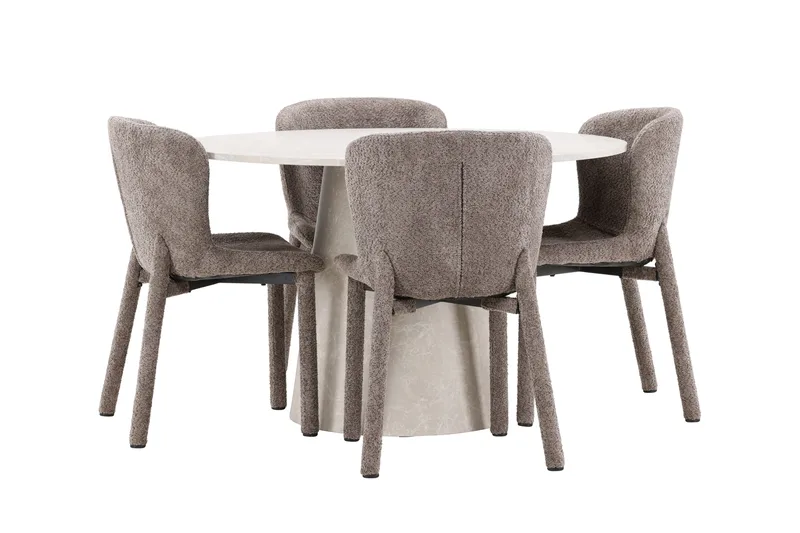 Lanzo Matbord 120 cm Rund med 4 Astoria Matstol - Möbler - Matplats - Matgrupp & matbord med stolar