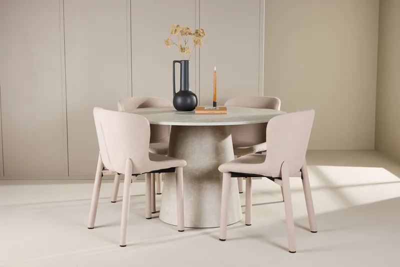 Lanzo Matbord 120 cm Rund med 4 Astoria Matstol - Möbler - Matplats - Matgrupp & matbord med stolar