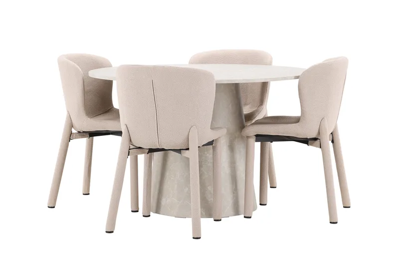 Lanzo Matbord 120 cm Rund med 4 Astoria Matstol - Möbler - Matplats - Matgrupp & matbord med stolar