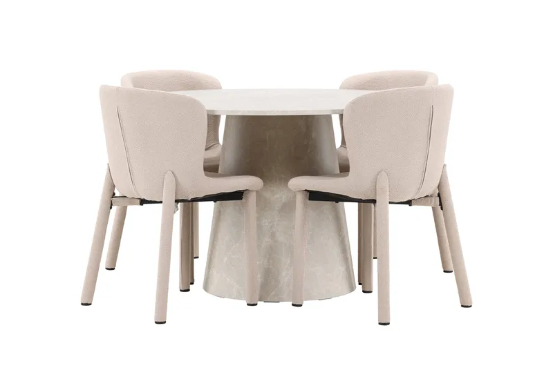 Lanzo Matbord 120 cm Rund med 4 Astoria Matstol - Möbler - Matplats - Matgrupp & matbord med stolar