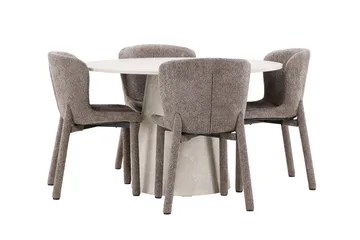 Lanzo Matbord 120 cm Rund med 4 Astoria Matstol - Möbler - Matplats - Matgrupp & matbord med stolar