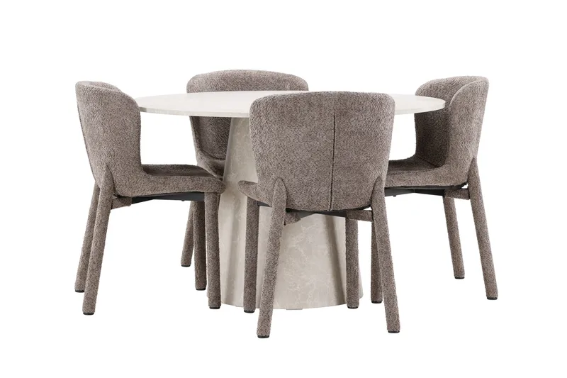 Lanzo Matbord 120 cm Rund med 4 Astoria Matstol - Möbler - Matplats - Matgrupp & matbord med stolar