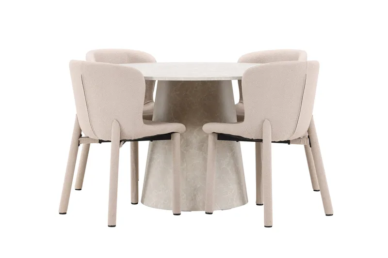 Lanzo Matbord 120 cm Rund med 4 Astoria Matstol - Möbler - Matplats - Matgrupp & matbord med stolar