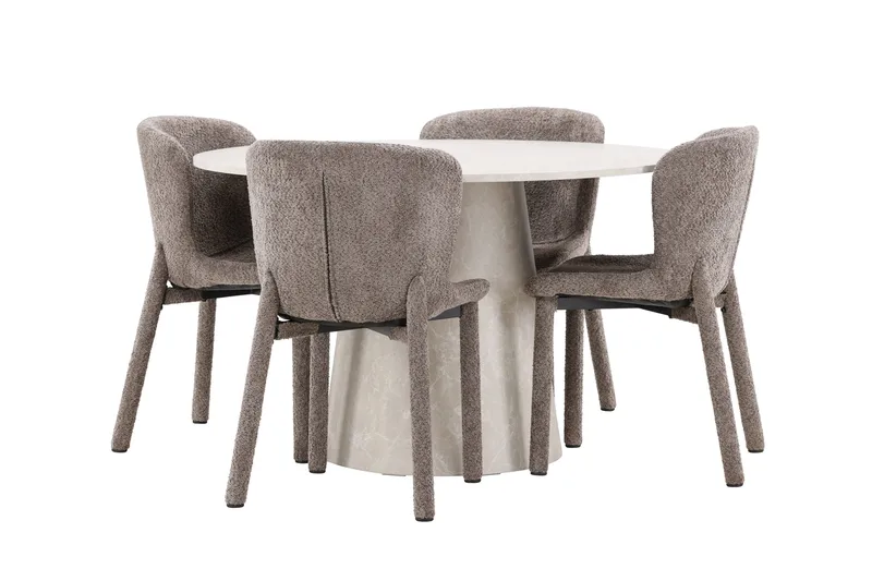 Lanzo Matbord 120 cm Rund med 4 Astoria Matstol - Möbler - Matplats - Matgrupp & matbord med stolar
