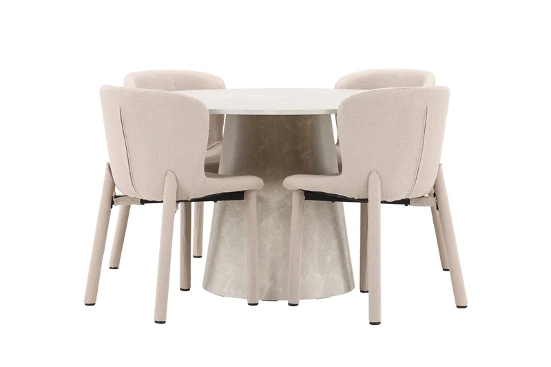 Lanzo Matbord 120 cm Rund med 4 Astoria Matstol - Möbler - Matplats - Matgrupp & matbord med stolar
