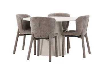 Lanzo Matbord 120 cm Rund med 4 Astoria Matstol - Möbler - Matplats - Matgrupp & matbord med stolar