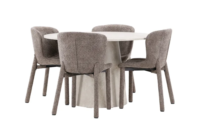 Lanzo Matbord 120 cm Rund med 4 Astoria Matstol - Möbler - Matplats - Matgrupp & matbord med stolar