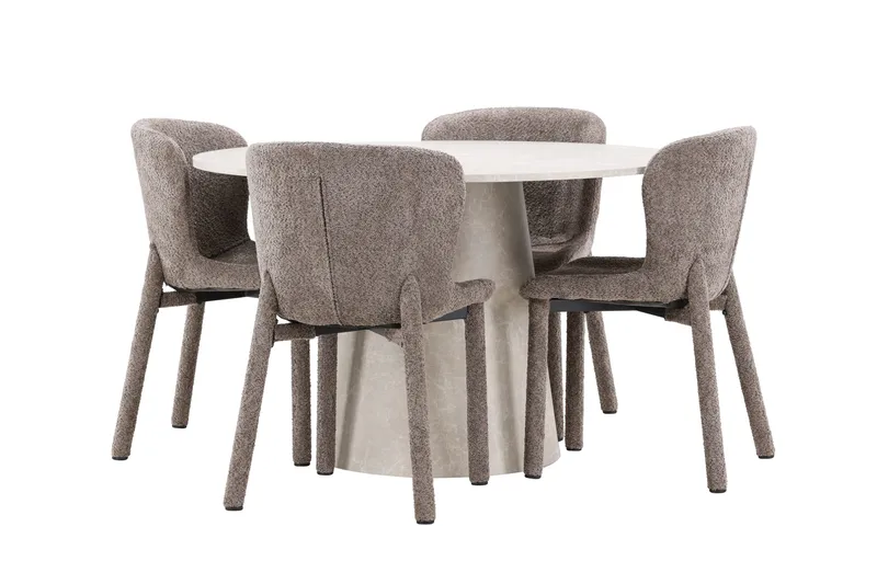 Lanzo Matbord 120 cm Rund med 4 Astoria Matstol - Möbler - Matplats - Matgrupp & matbord med stolar