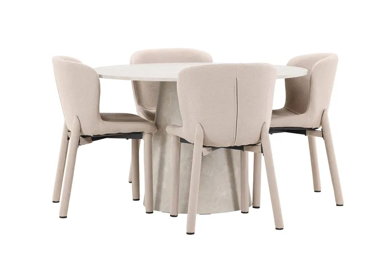 Lanzo Matbord 120 cm Rund med 4 Astoria Matstol - Möbler - Matplats - Matgrupp & matbord med stolar