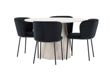 Lanzo Matbord 120 cm Rund med 4 Edina Matstol - Möbler - Matplats - Matgrupp & matbord med stolar