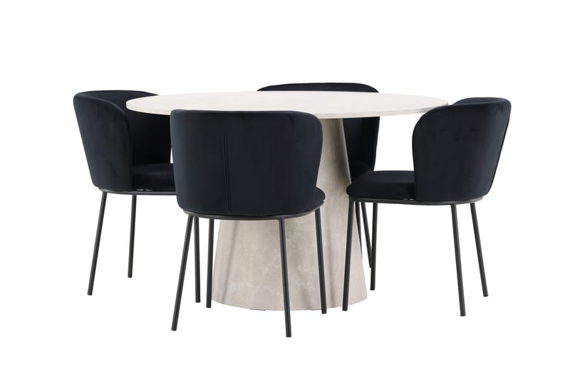 Lanzo Matbord 120 cm Rund med 4 Edina Matstol - Möbler - Matplats - Matgrupp & matbord med stolar