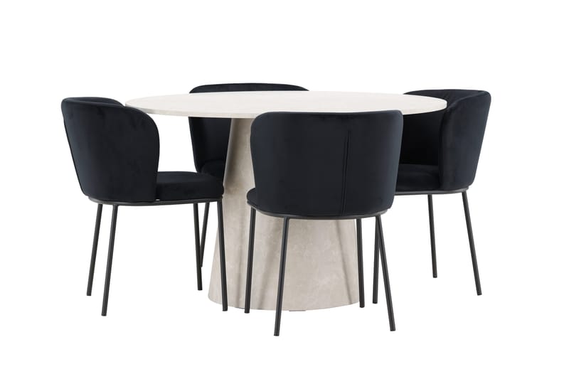 Lanzo Matbord 120 cm Rund med 4 Edina Matstol - Möbler - Matplats - Matgrupp & matbord med stolar