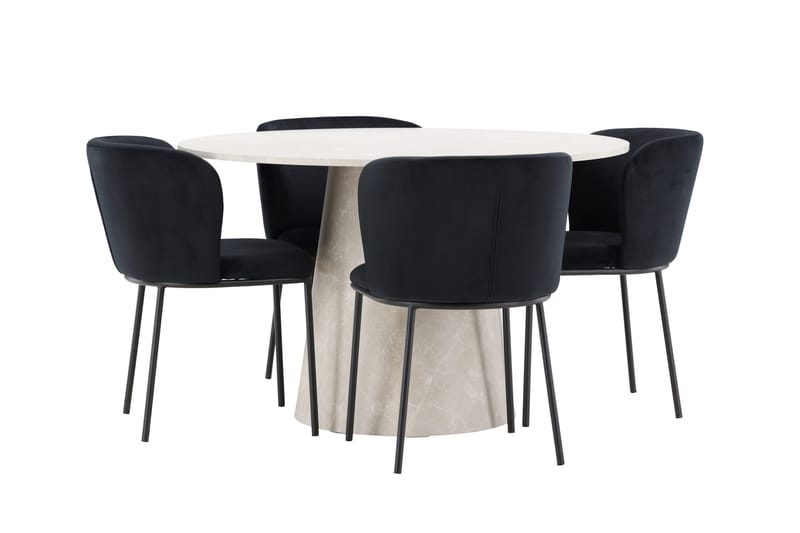 Lanzo Matbord 120 cm Rund med 4 Edina Matstol - Möbler - Matplats - Matgrupp & matbord med stolar