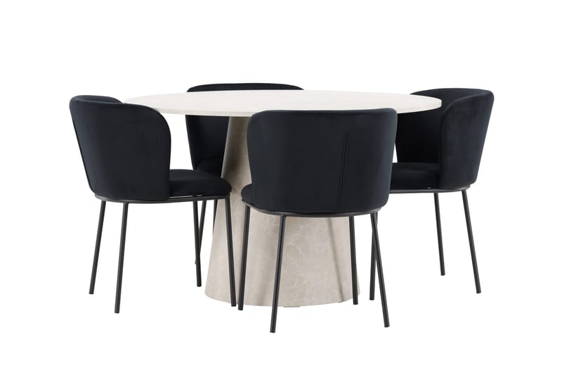 Lanzo Matbord 120 cm Rund med 4 Edina Matstol - Möbler - Matplats - Matgrupp & matbord med stolar