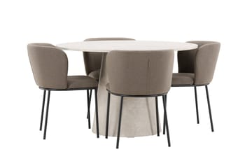 Lanzo Matbord 120 cm Rund med 4 Edina Matstol - Möbler - Matplats - Matgrupp & matbord med stolar
