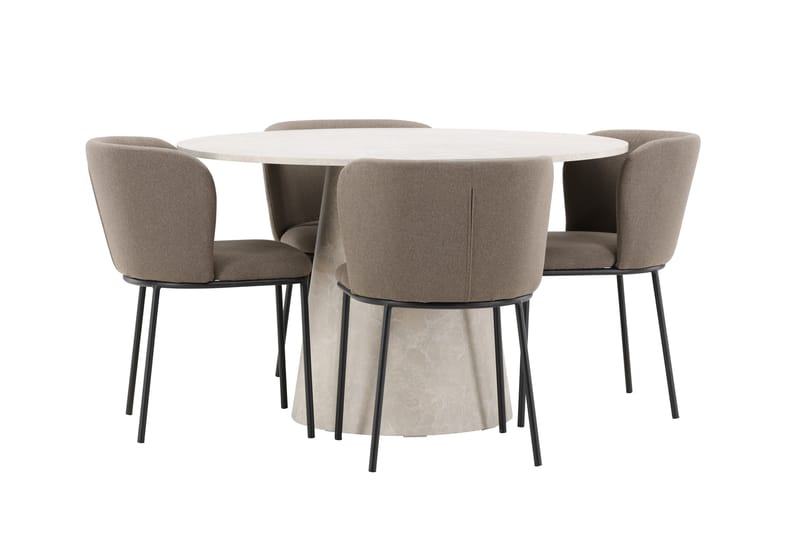 Lanzo Matbord 120 cm Rund med 4 Edina Matstol - Möbler - Matplats - Matgrupp & matbord med stolar