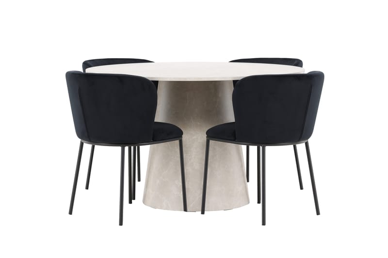 Lanzo Matbord 120 cm Rund med 4 Edina Matstol - Möbler - Matplats - Matgrupp & matbord med stolar