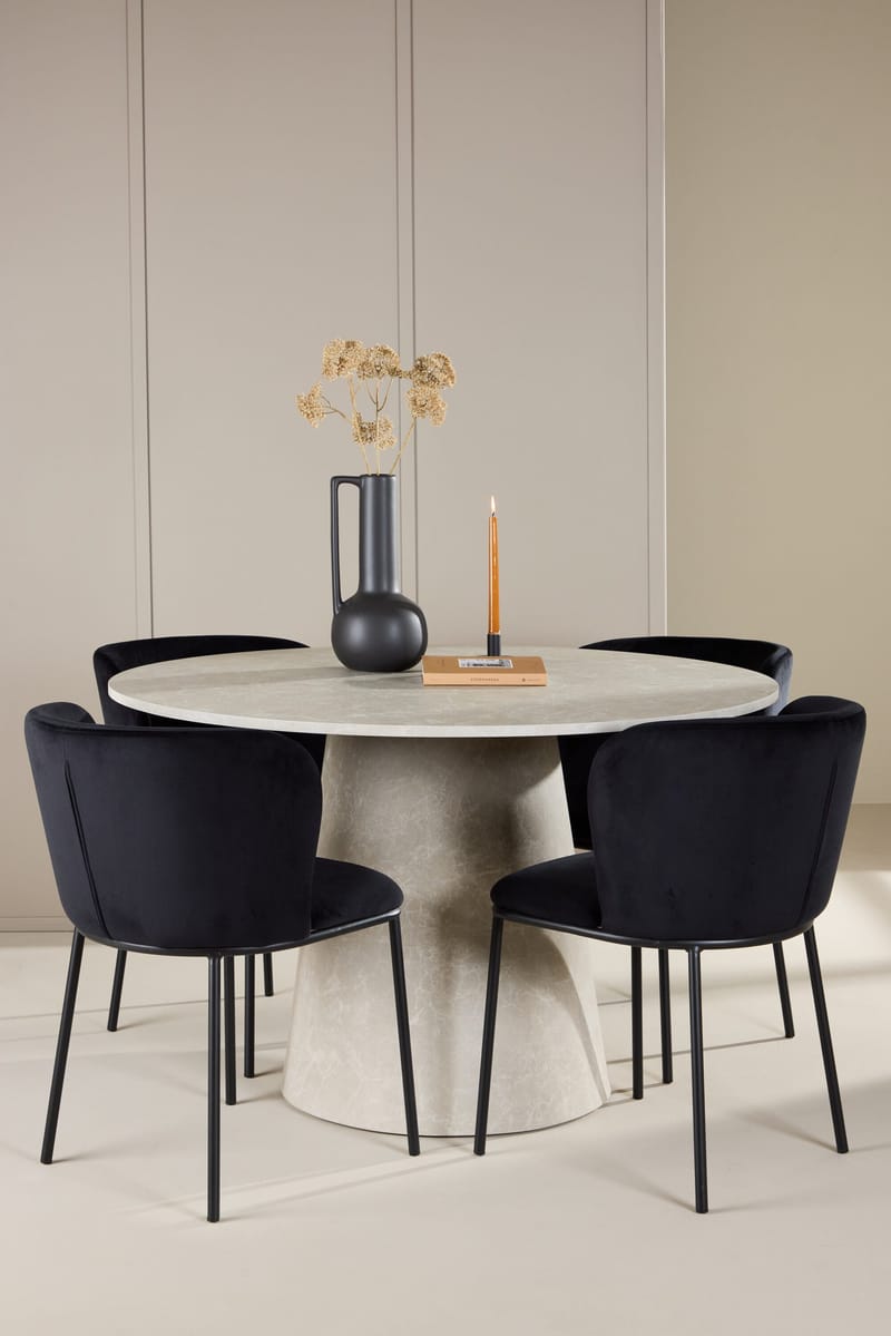 Lanzo Matbord 120 cm Rund med 4 Edina Matstol - Möbler - Matplats - Matgrupp & matbord med stolar