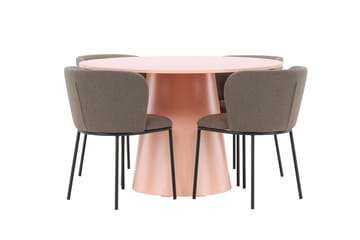 Lanzo Matbord 120 cm Rund med 4 Edina Matstol - Möbler - Matplats - Matgrupp & matbord med stolar