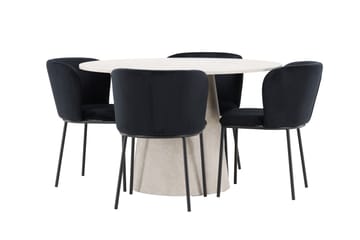 Lanzo Matbord 120 cm Rund med 4 Edina Matstol - Möbler - Matplats - Matgrupp & matbord med stolar