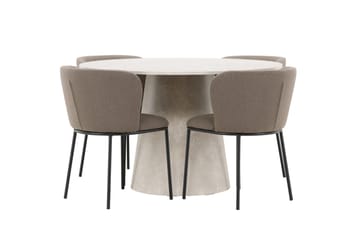 Lanzo Matbord 120 cm Rund med 4 Edina Matstol - Möbler - Matplats - Matgrupp & matbord med stolar