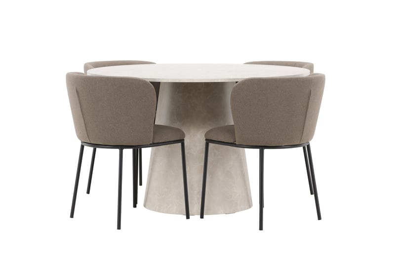 Lanzo Matbord 120 cm Rund med 4 Edina Matstol - Möbler - Matplats - Matgrupp & matbord med stolar