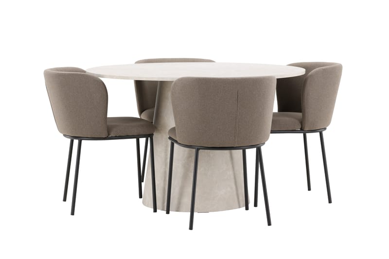 Lanzo Matbord 120 cm Rund med 4 Edina Matstol - Möbler - Matplats - Matgrupp & matbord med stolar