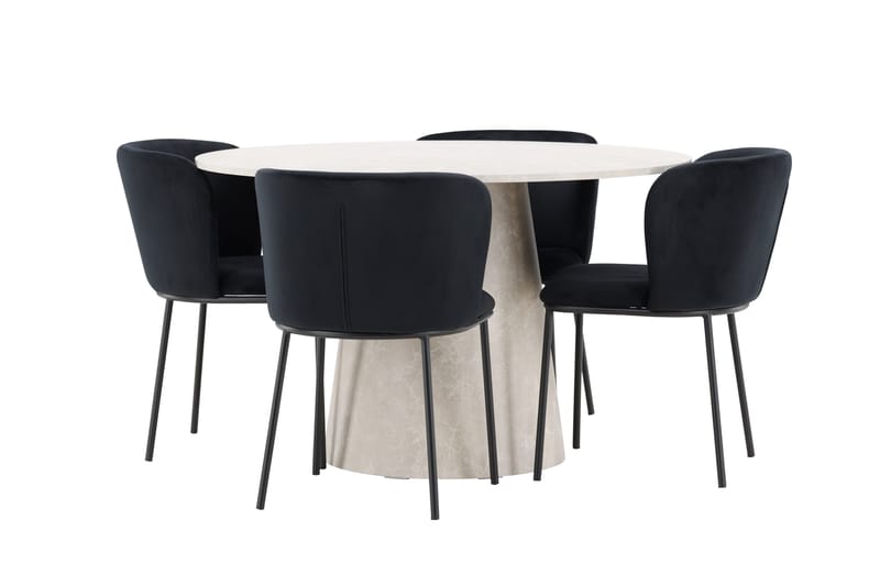Lanzo Matbord 120 cm Rund med 4 Edina Matstol - Möbler - Matplats - Matgrupp & matbord med stolar