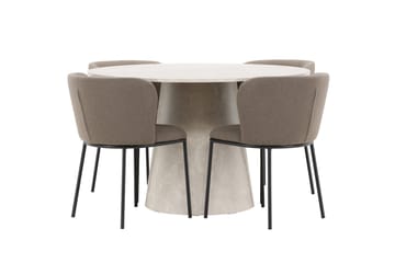 Lanzo Matbord 120 cm Rund med 4 Edina Matstol - Möbler - Matplats - Matgrupp & matbord med stolar