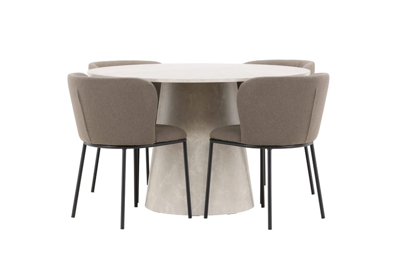 Lanzo Matbord 120 cm Rund med 4 Edina Matstol - Möbler - Matplats - Matgrupp & matbord med stolar