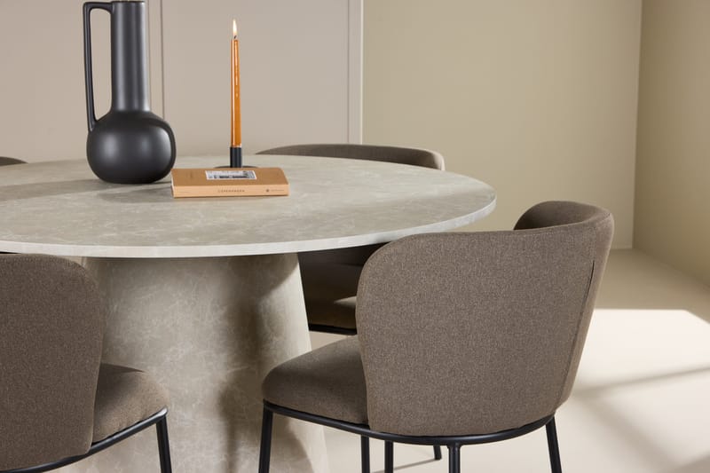 Lanzo Matbord 120 cm Rund med 4 Edina Matstol - Möbler - Matplats - Matgrupp & matbord med stolar
