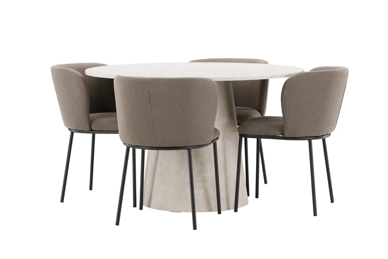 Lanzo Matbord 120 cm Rund med 4 Edina Matstol - Möbler - Matplats - Matgrupp & matbord med stolar