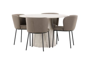Lanzo Matbord 120 cm Rund med 4 Edina Matstol - Möbler - Matplats - Matgrupp & matbord med stolar