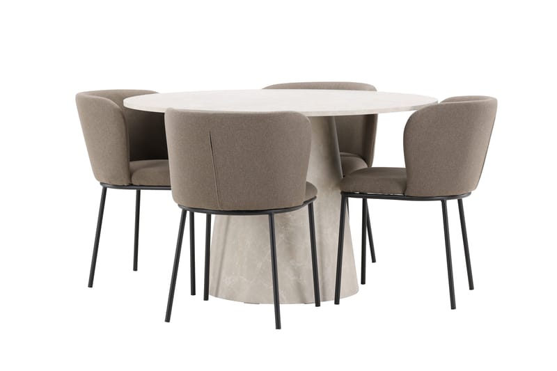 Lanzo Matbord 120 cm Rund med 4 Edina Matstol - Möbler - Matplats - Matgrupp & matbord med stolar