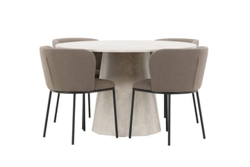Lanzo Matbord 120 cm Rund med 4 Edina Matstol - Möbler - Matplats - Matgrupp & matbord med stolar
