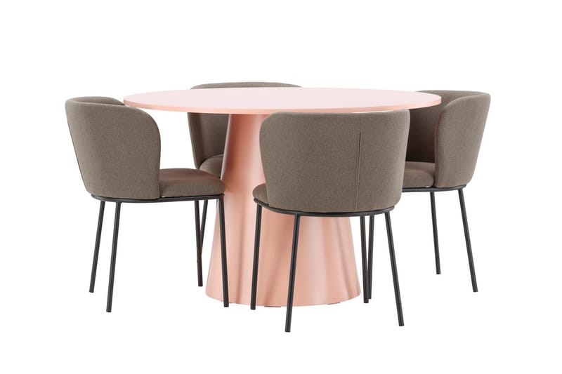 Lanzo Matbord 120 cm Rund med 4 Edina Matstol - Möbler - Matplats - Matgrupp & matbord med stolar