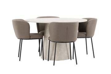 Lanzo Matbord 120 cm Rund med 4 Edina Matstol - Möbler - Matplats - Matgrupp & matbord med stolar