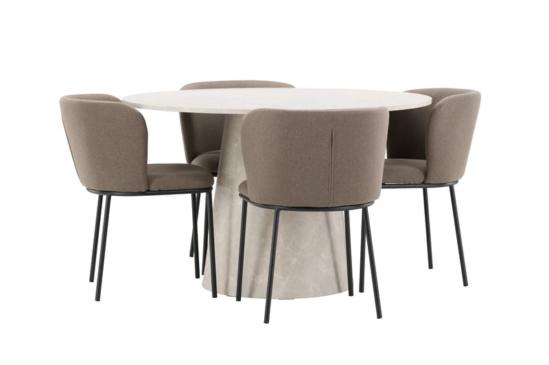 Lanzo Matbord 120 cm Rund med 4 Edina Matstol - Möbler - Matplats - Matgrupp & matbord med stolar
