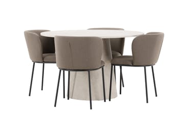 Lanzo Matbord 120 cm Rund med 4 Edina Matstol - Möbler - Matplats - Matgrupp & matbord med stolar