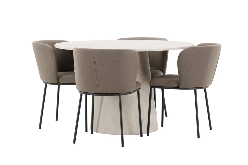 Lanzo Matbord 120 cm Rund med 4 Edina Matstol - Möbler - Matplats - Matgrupp & matbord med stolar